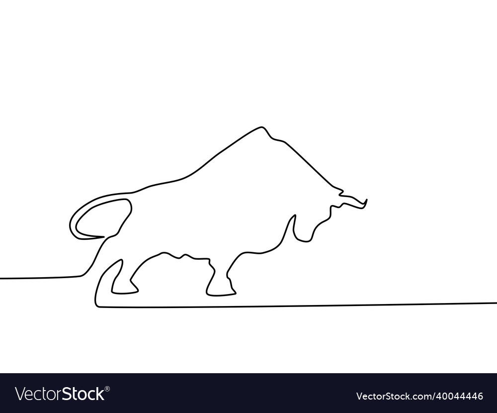 Draw a continuous line of bull market Royalty Free Vector