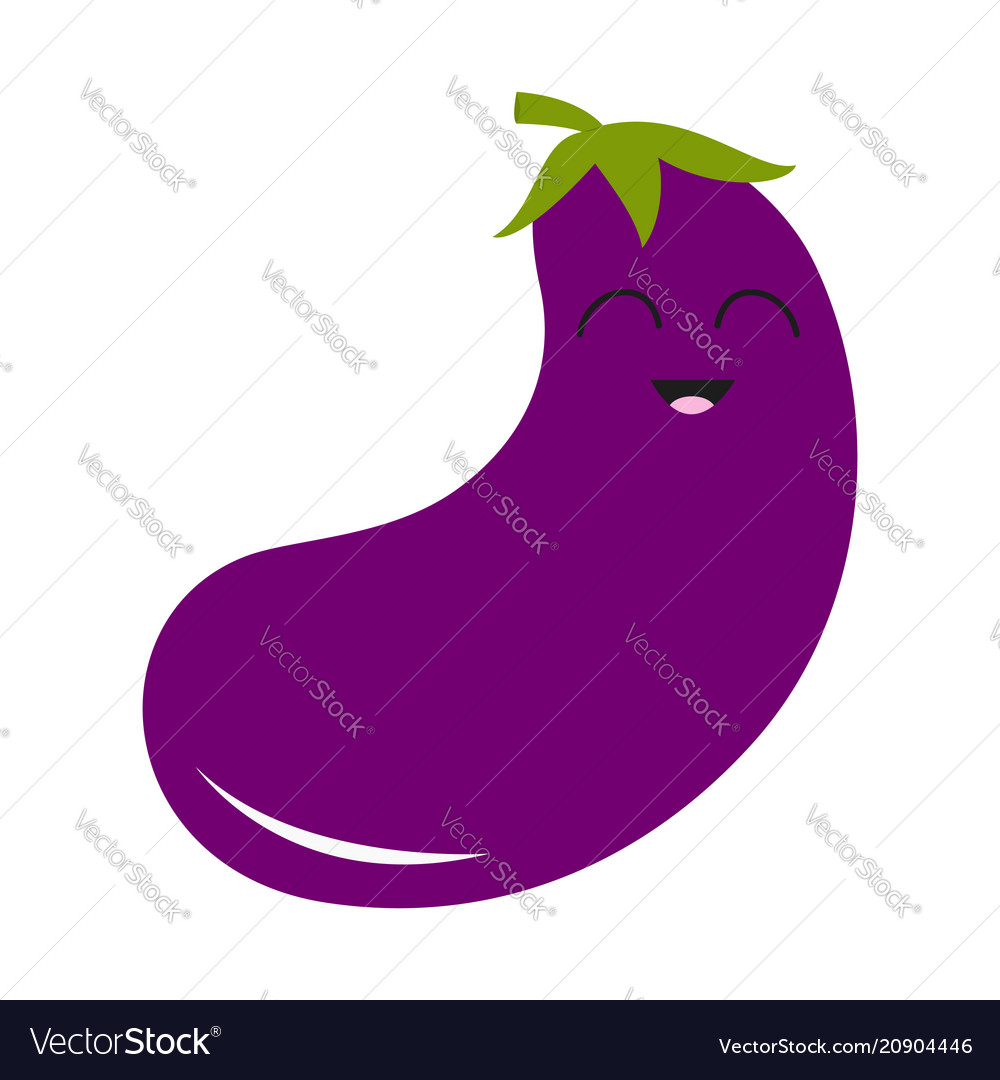 Eggplant Aubergine With Leaves Icon Violet Color Vector Image