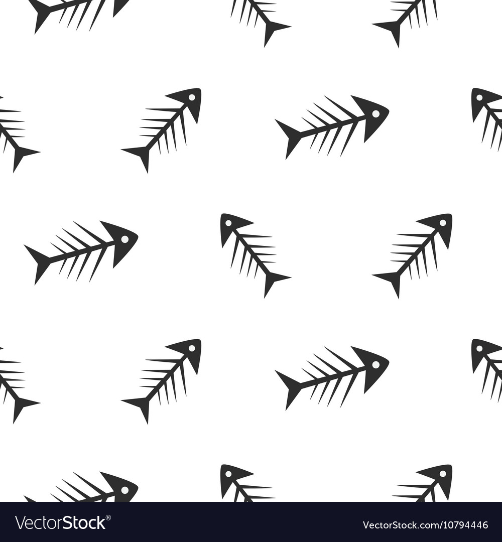 Fishbone monochrome seamless pattern