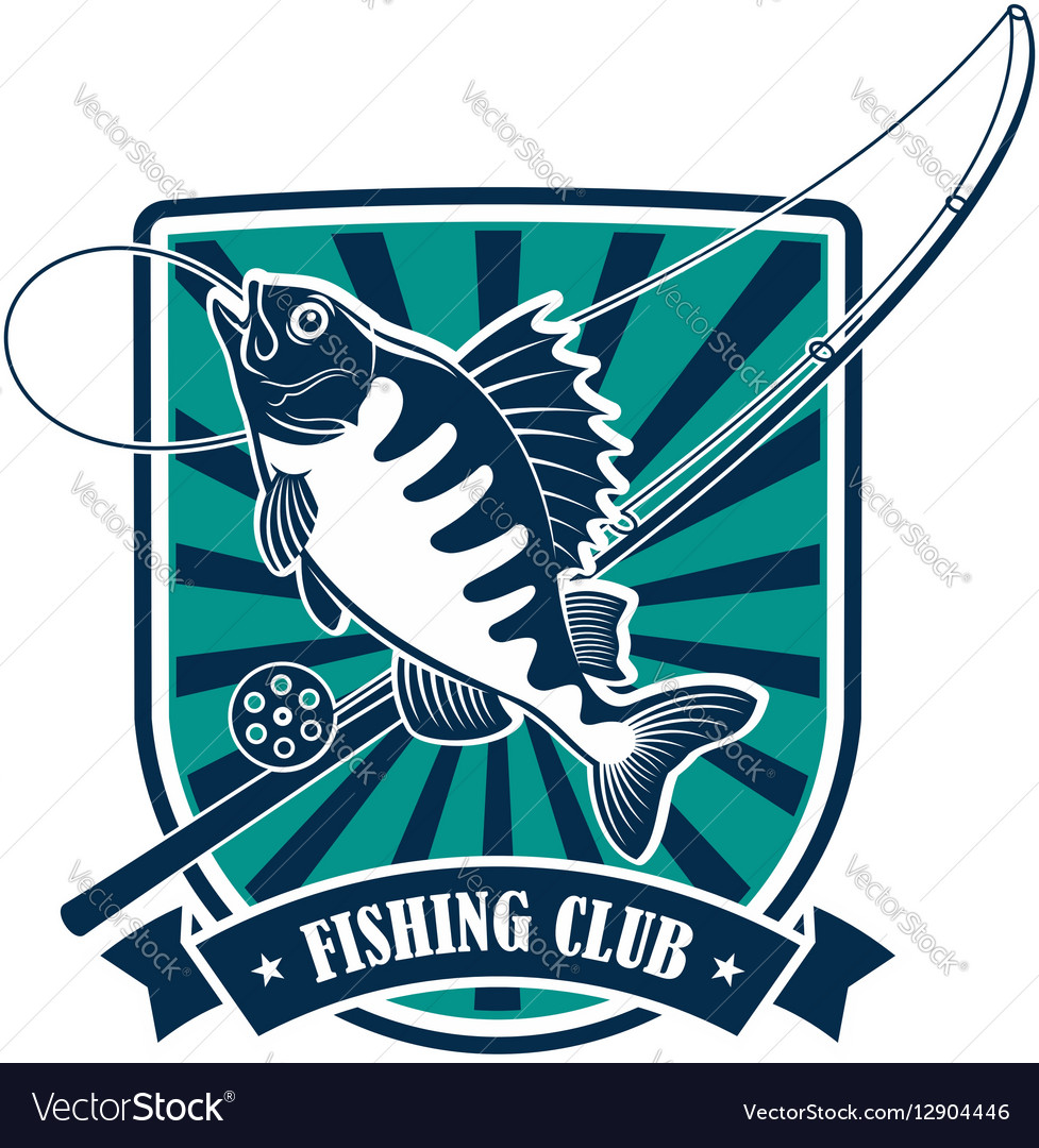 Fishing round icon for fisherman sport club emblem