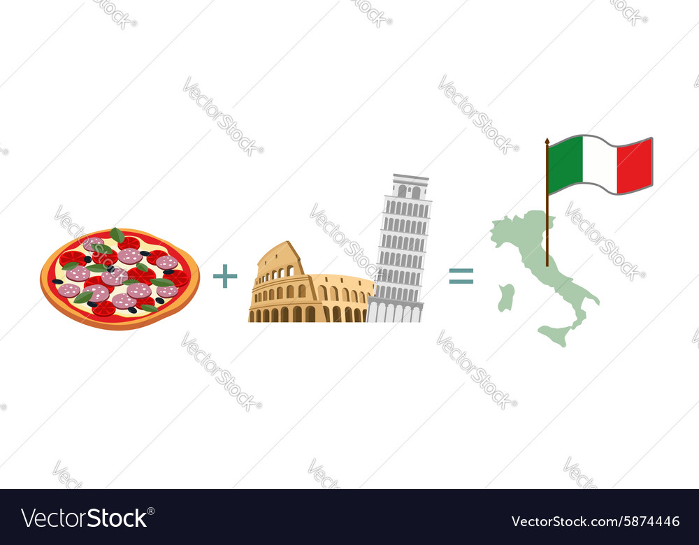 Pizza and italian characters attractions map