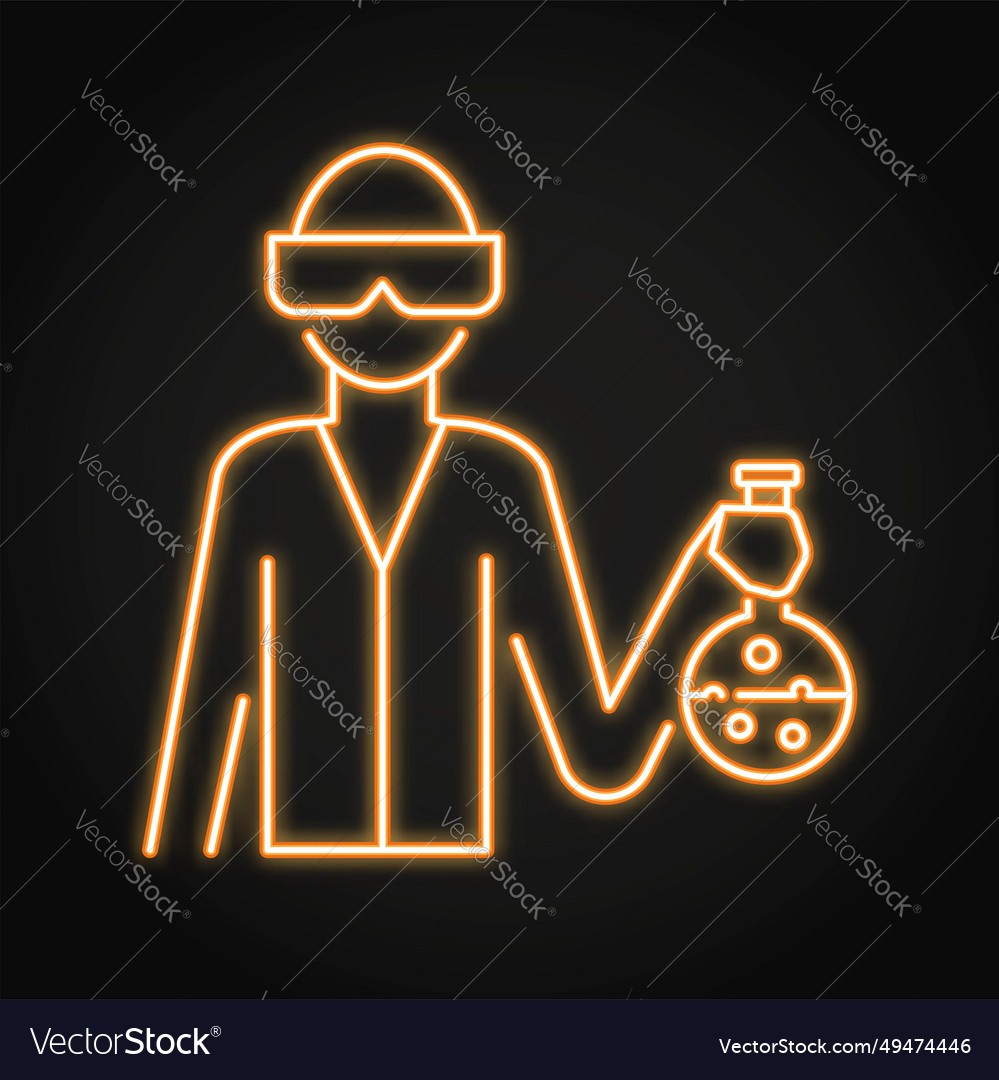 Scientist or lab assistant neon icon Royalty Free Vector