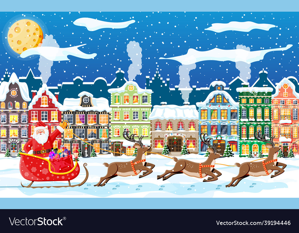 Town covered snow Royalty Free Vector Image - VectorStock