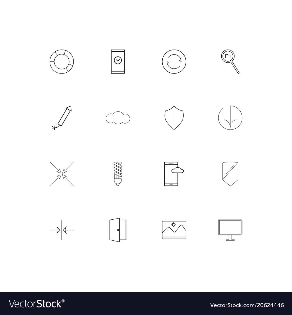 Web and text simple linear icons set outlined