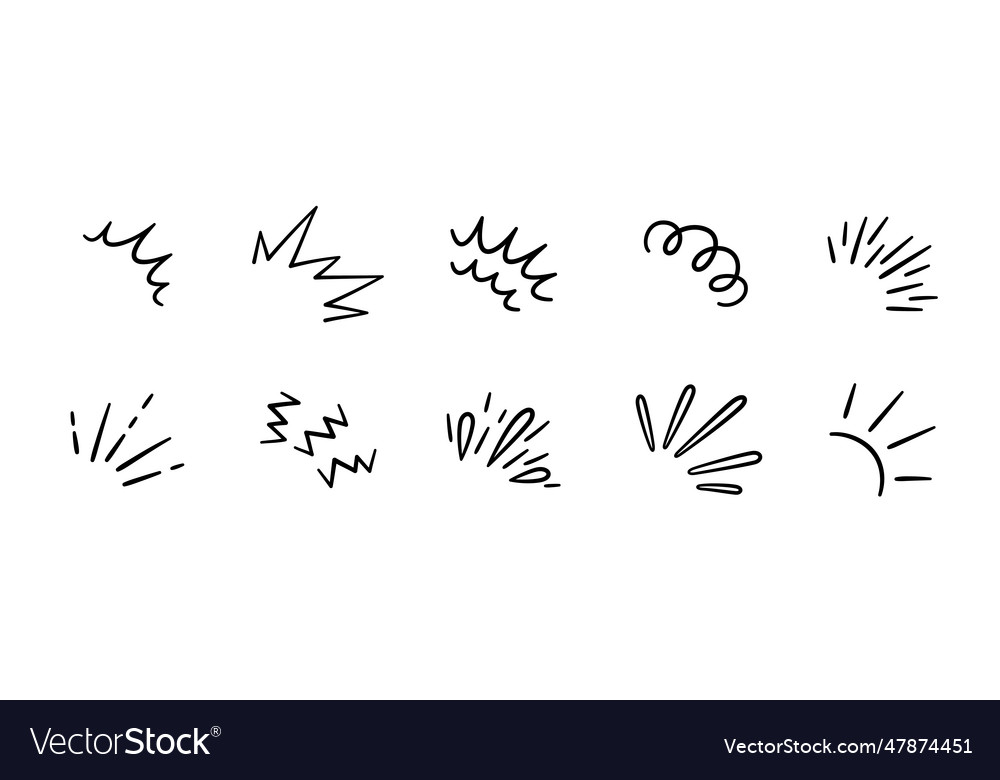 Doodle radial line rays hand drawn round corner Vector Image