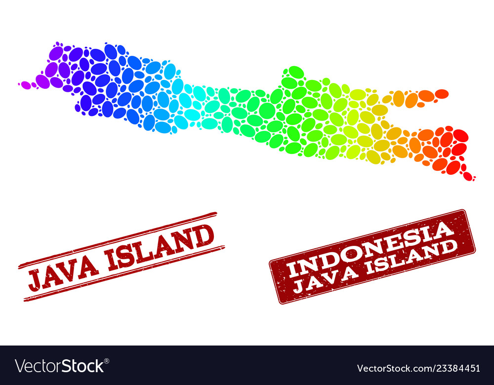 Dotted spectrum map of java island and grunge Vector Image