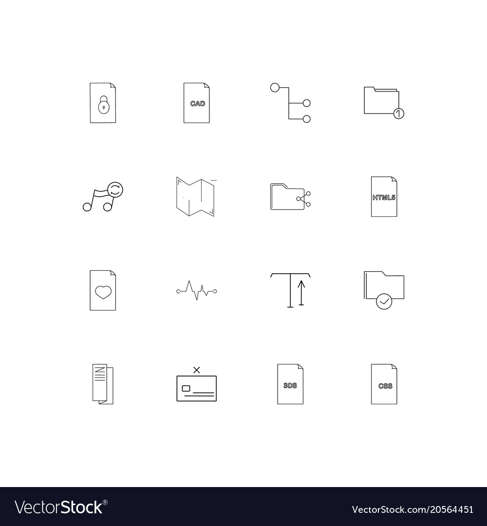 Files and folders sign simple linear icons set