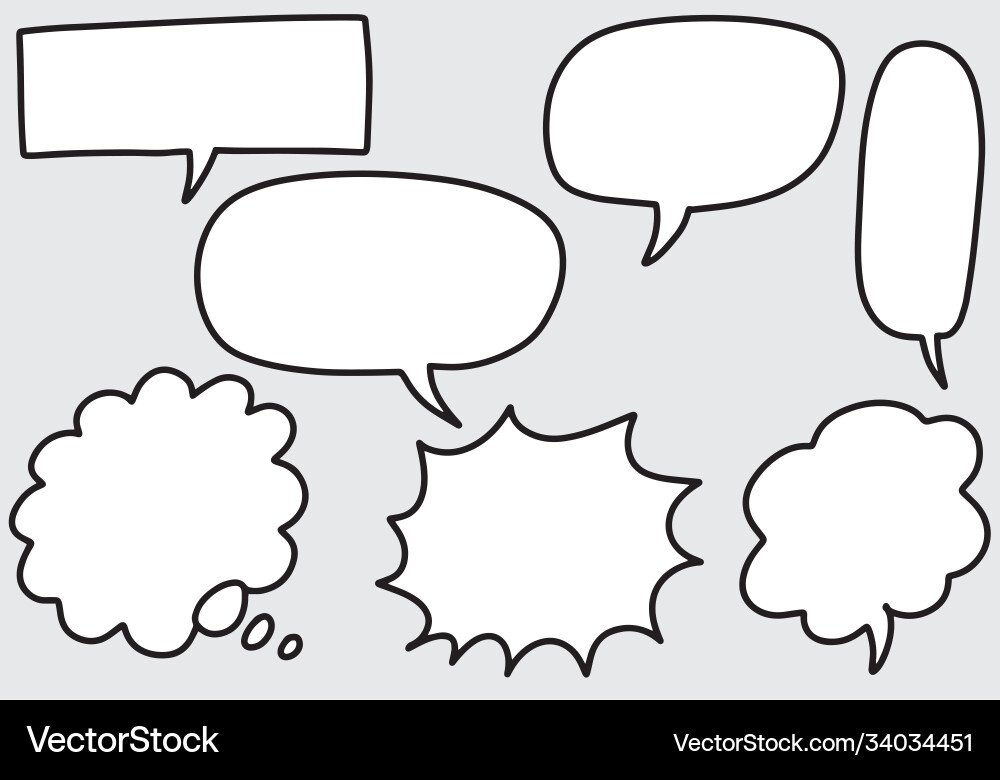 Hand drawn set speech bubbles doodle set Vector Image