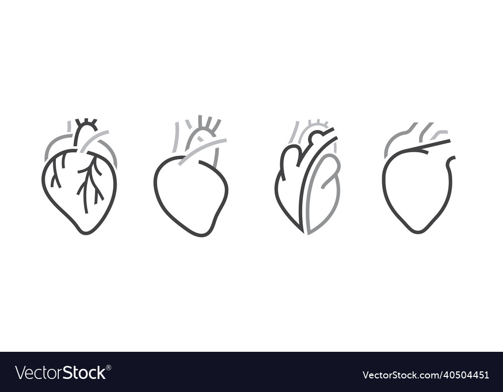 Healthy heart icons set editable