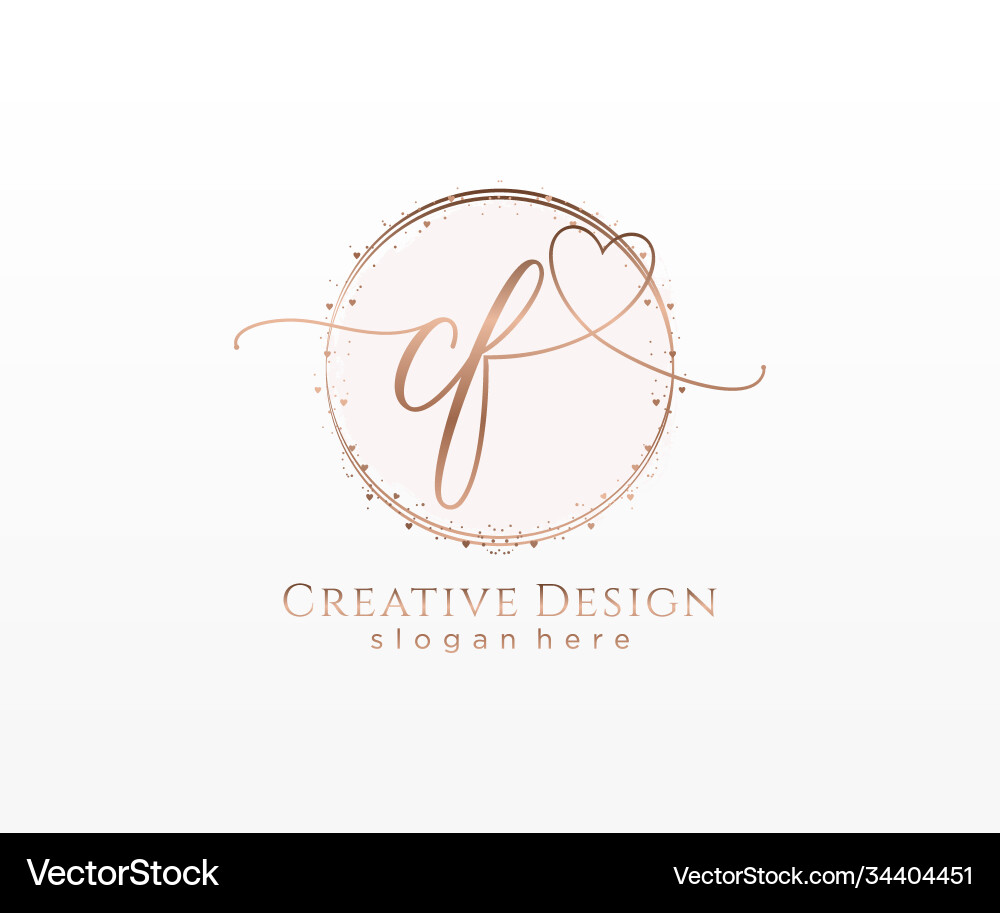 Initial cf handwriting logo with circle template Vector Image