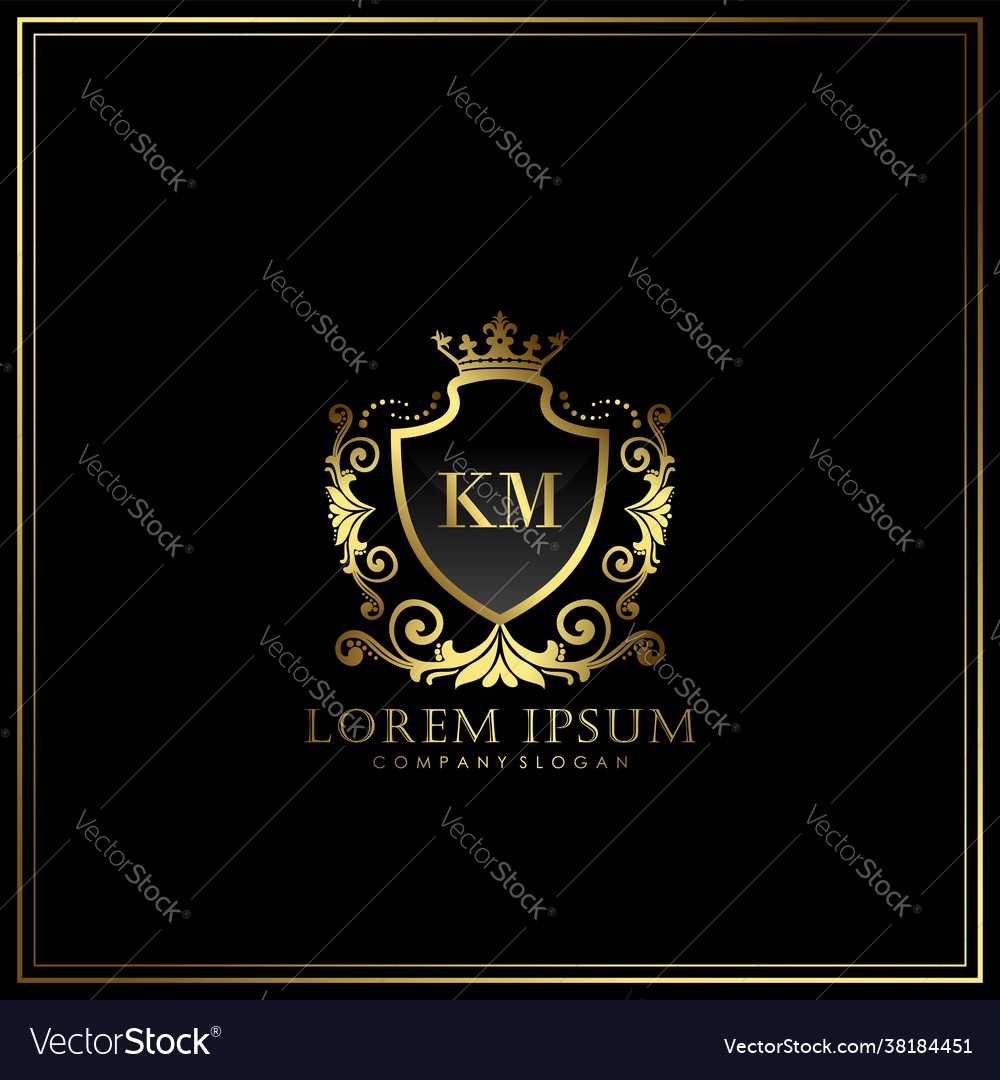 Km initial letter luxury logo template in art