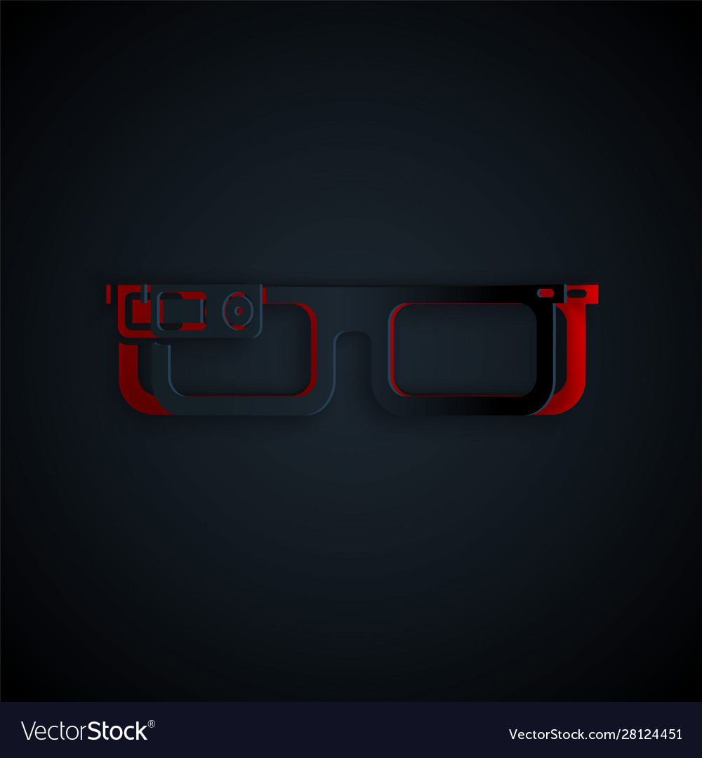 Paper cut smart glasses mounted on spectacles icon vector image Paper cut smart glasses mounted on spectacles icon