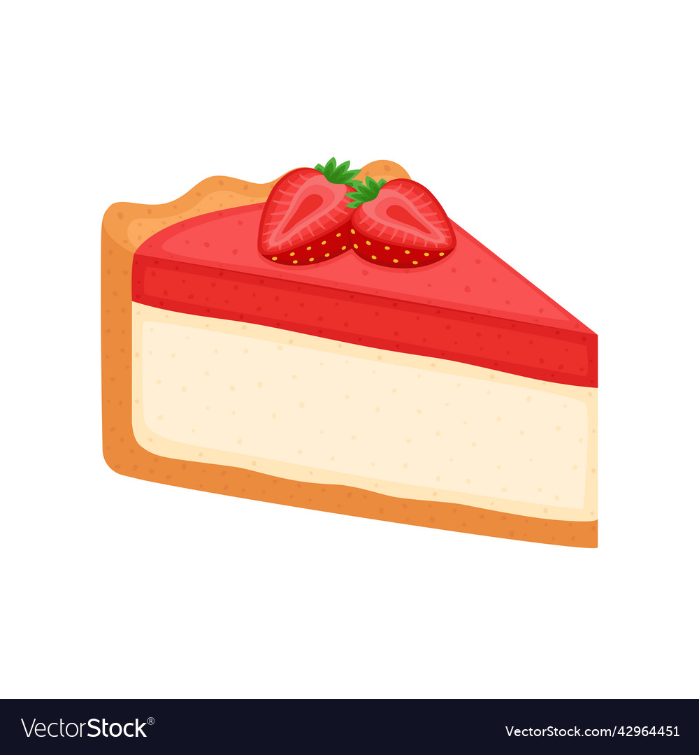 Piece of strawberry cheesecake pie Royalty Free Vector Image