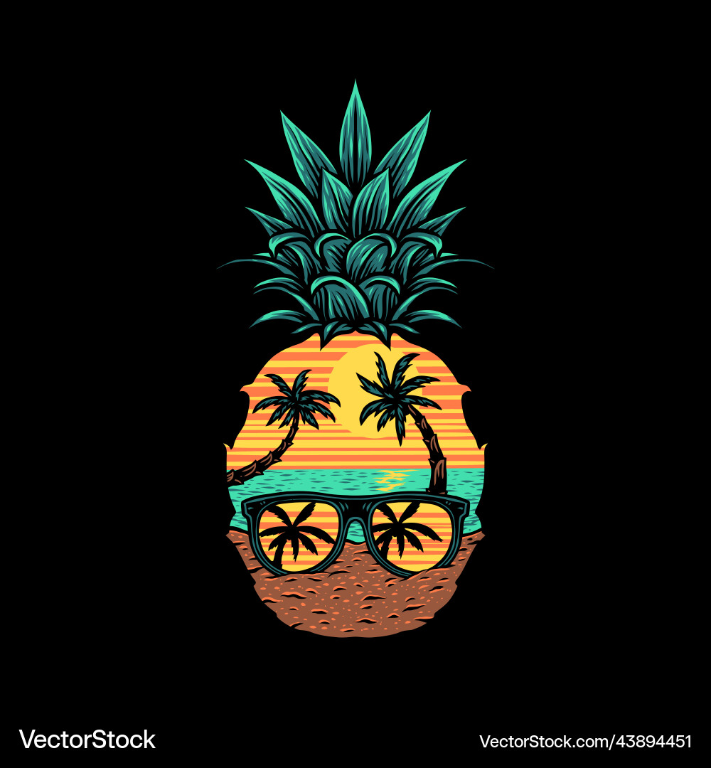 Pineapple beach Royalty Free Vector Image - VectorStock