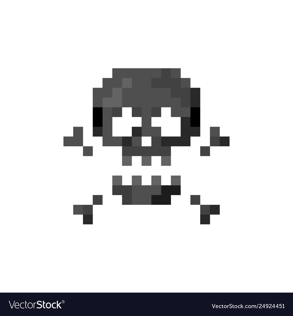 Pixel art sign skull with crossbones - isolated Vector Image