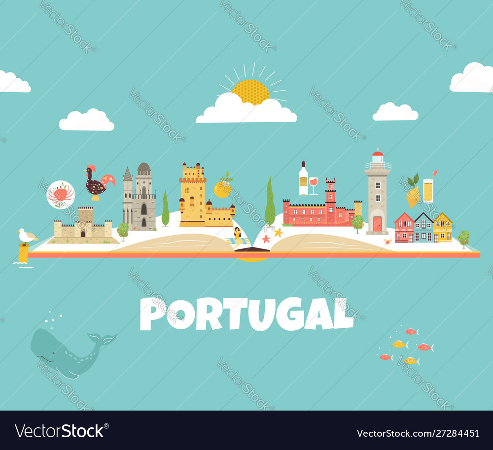 Portugal abstract design with icons and symbols Vector Image