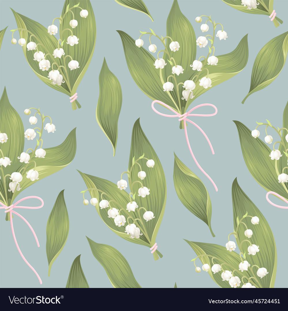 Seamless pattern with lilies of the valley Vector Image