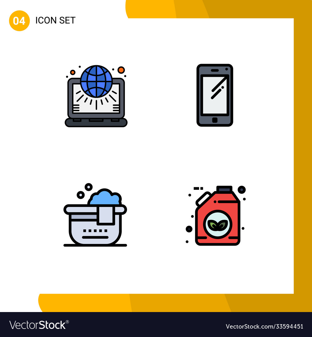 Set 4 filledline flat colors on grid for globe