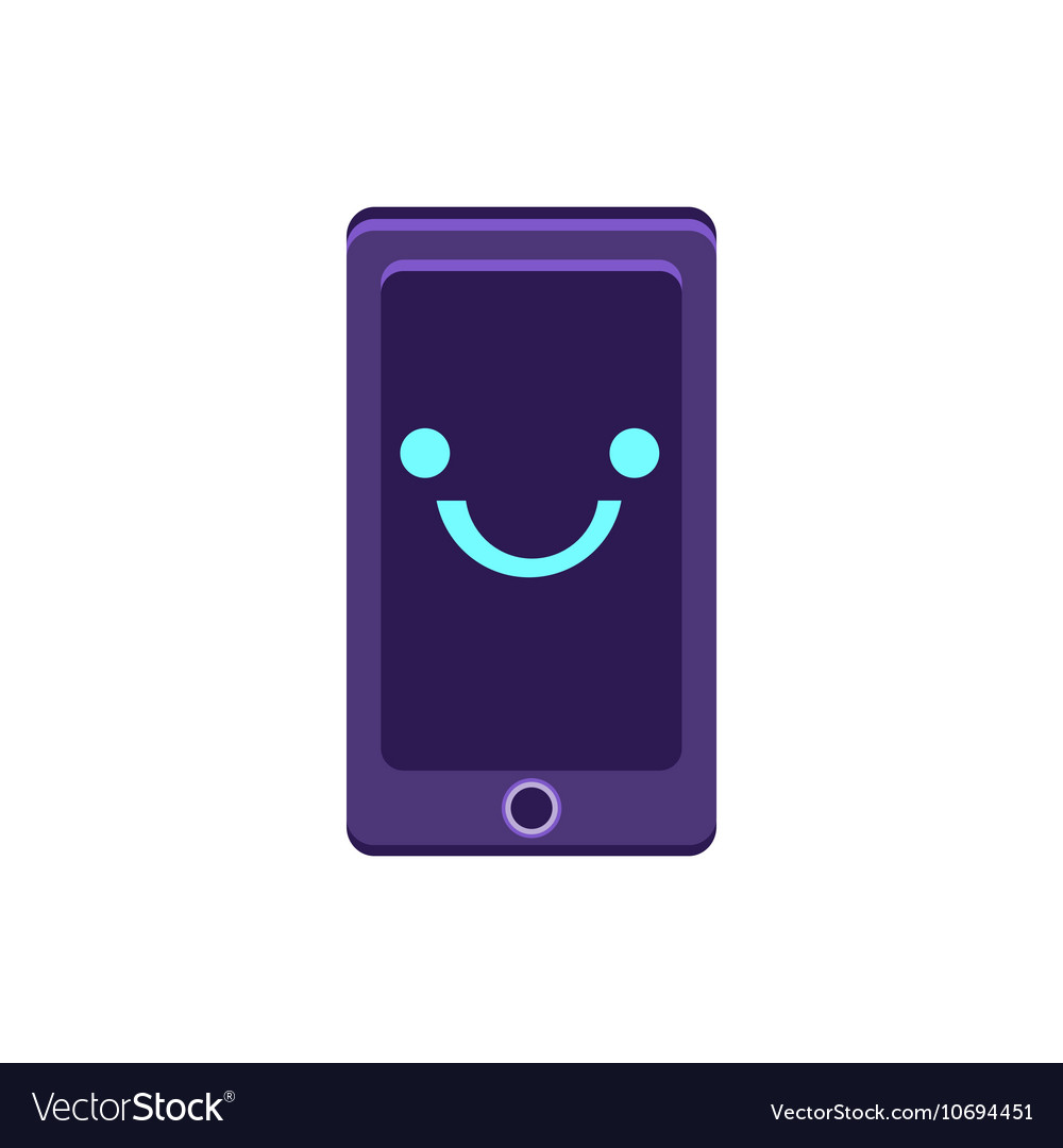 Smartphone primitive Ikone mit lächelndem Gesicht