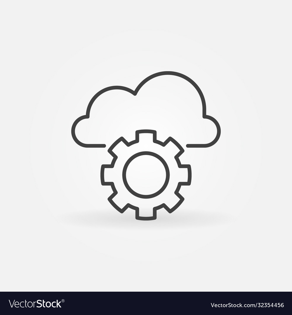 Cloud with gear concept icon in outline