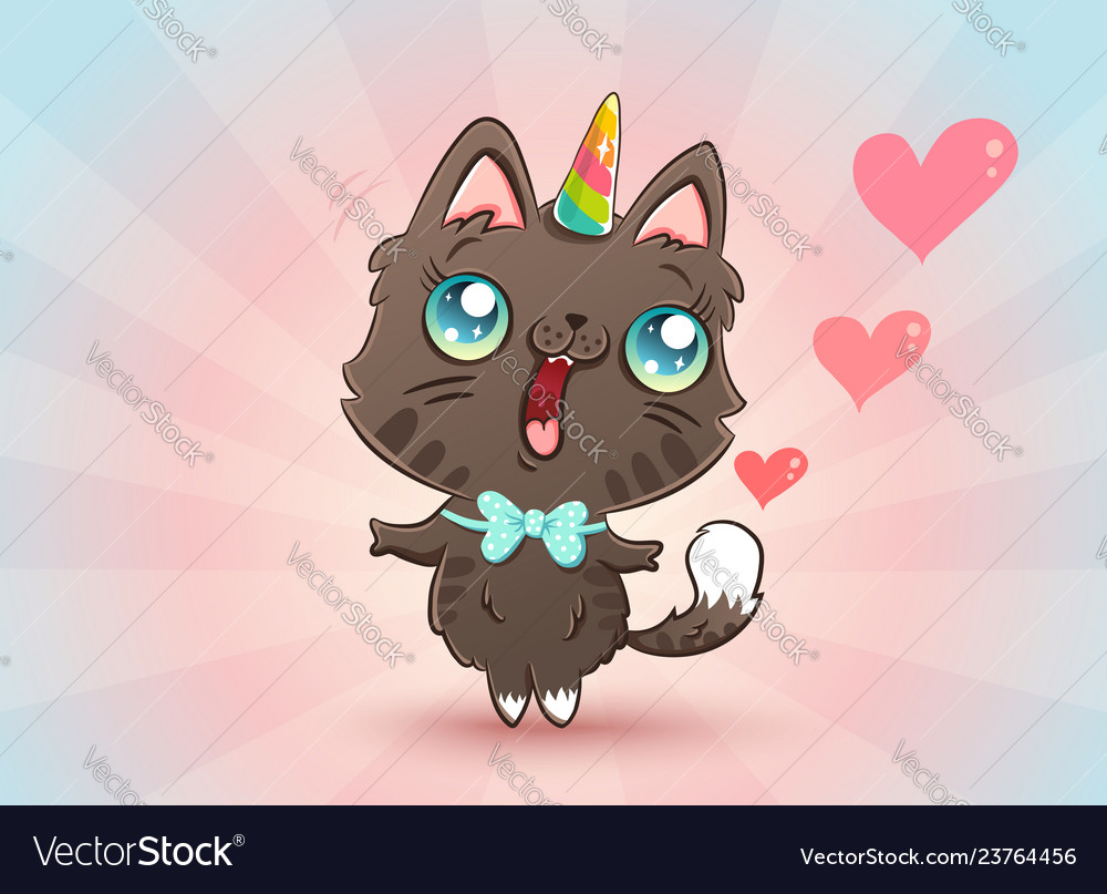 Cute cat in kawaii style vector image Cute cat in kawaii style