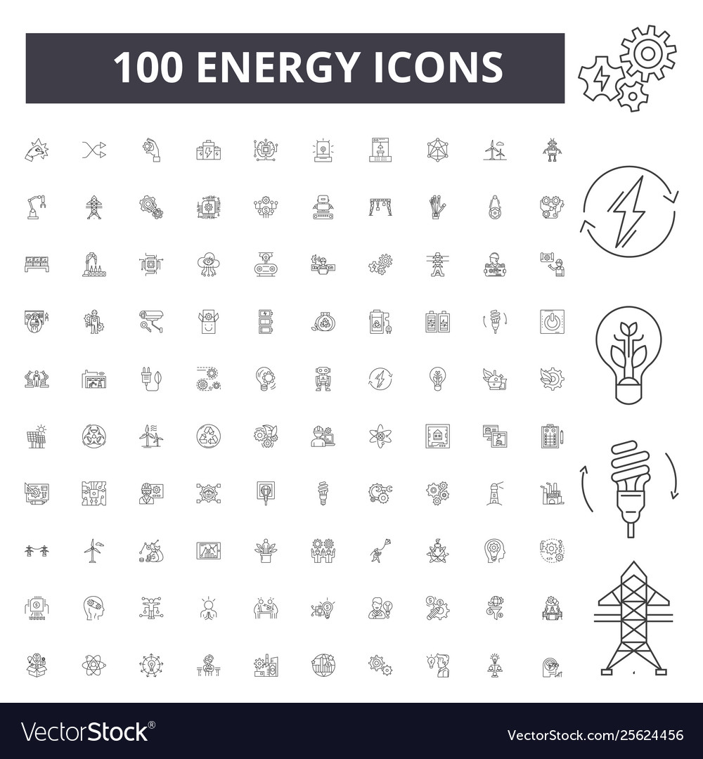 Energielinie Symbole Zeichen gesetzt Umriss