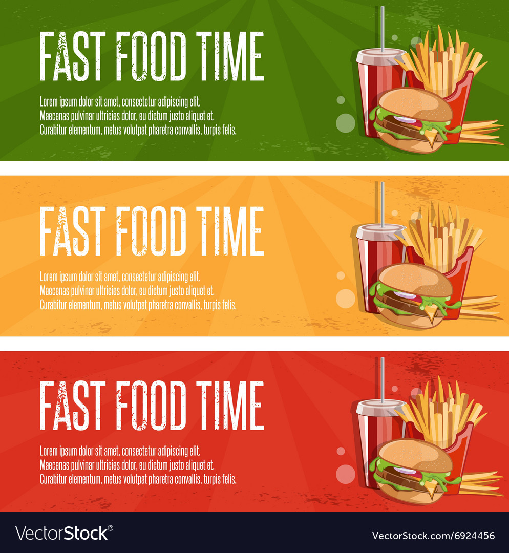 Fast food banners with burgerfried potatoes Vector Image