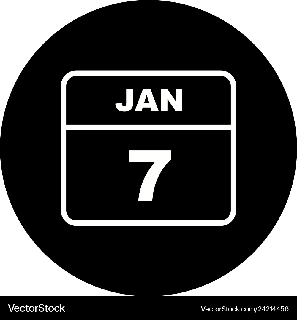 January 7th date on a single day calendar Vector Image