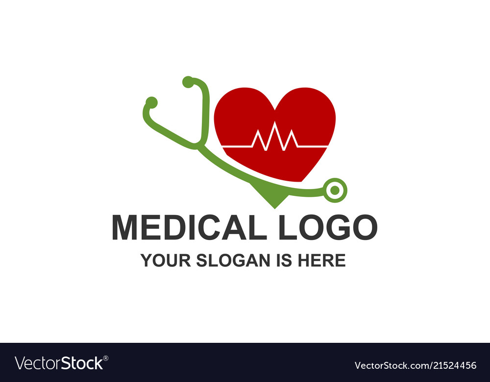 Medical stethoscope heart pulse logo Royalty Free Vector