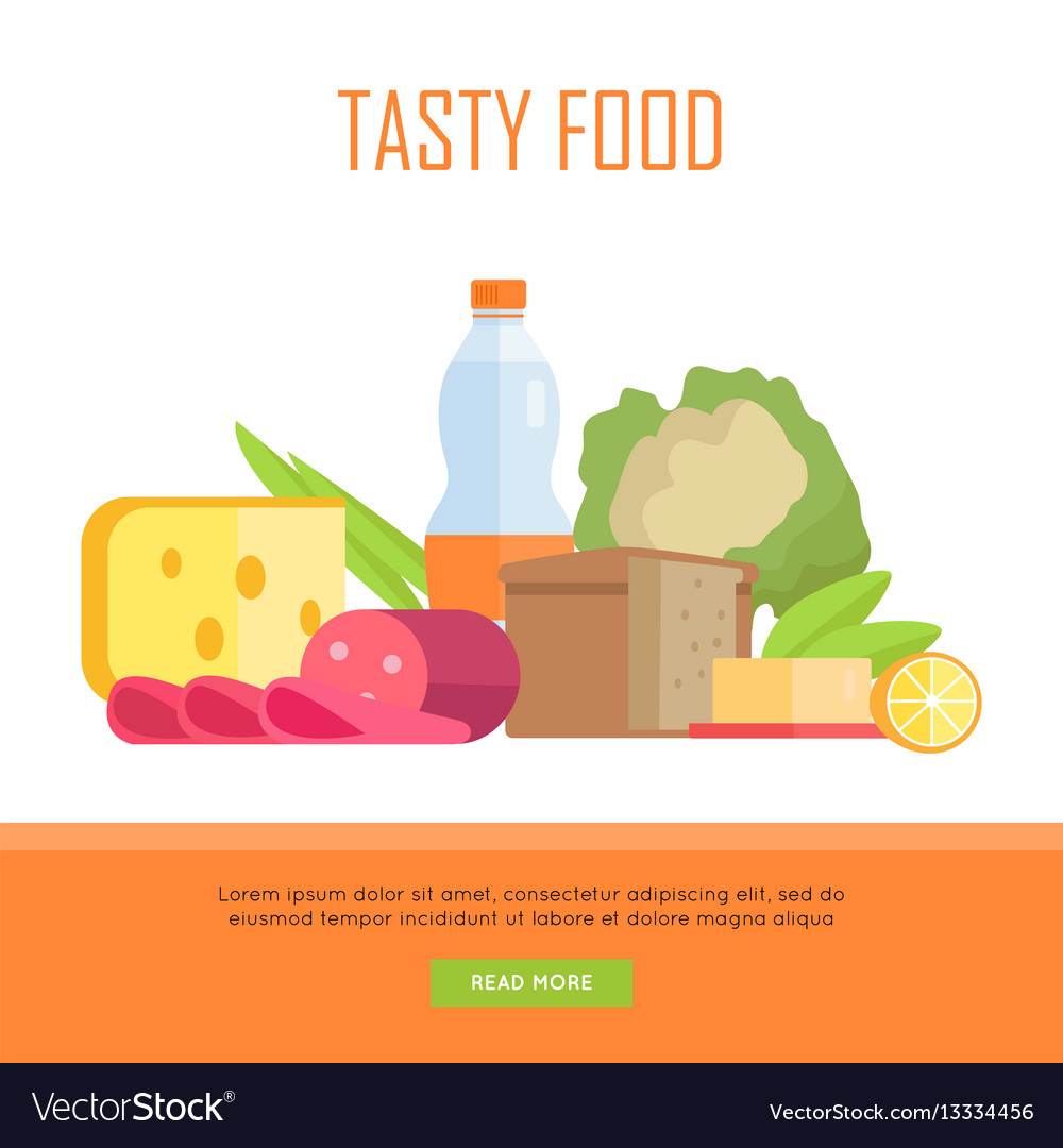 Tasty food concept web banner Royalty Free Vector Image