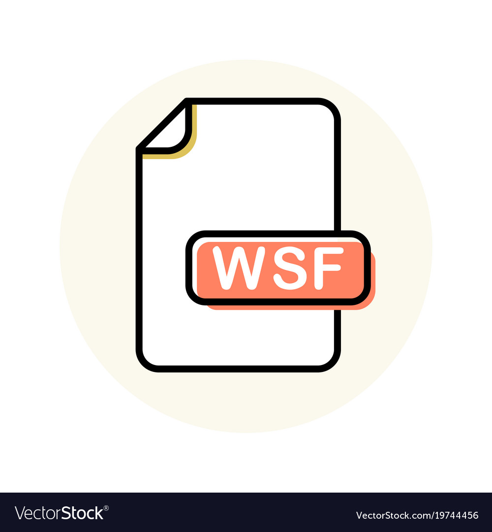wsf file format extension color line icon vector image