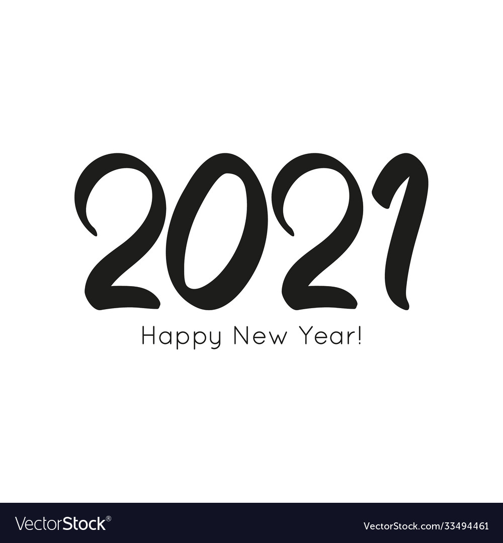 Black number 2021 hand drawn Royalty Free Vector Image