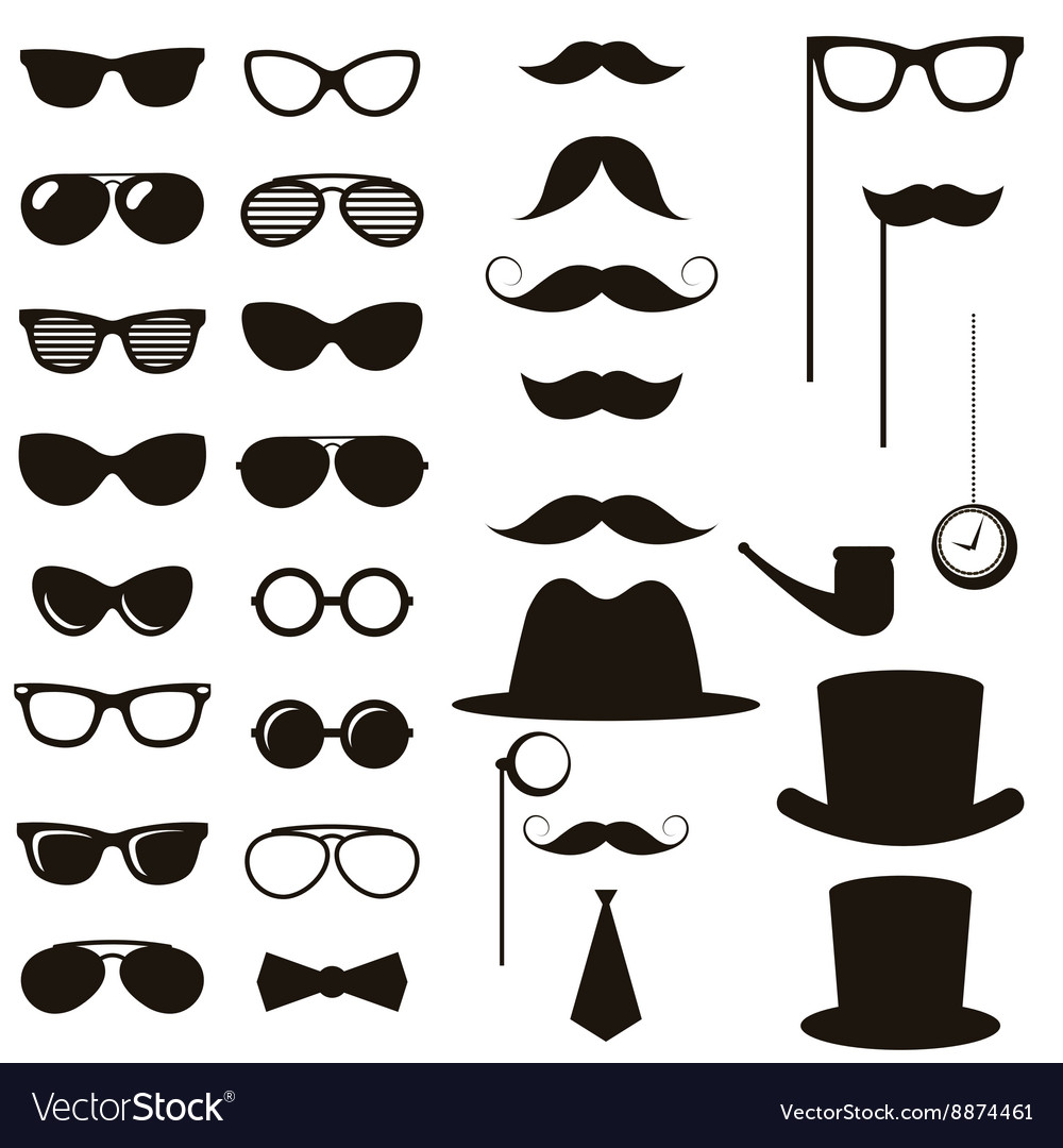 Black retro gentleman elements set Royalty Free Vector Image