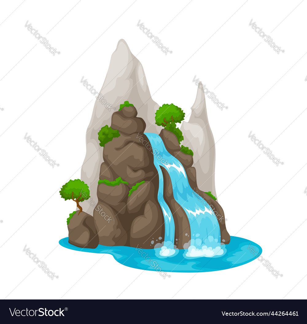 Cartoon waterfall and water cascade design Vector Image