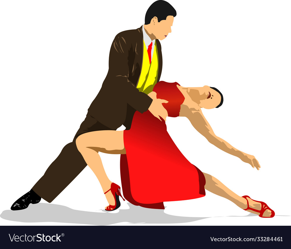 Couples dancing a tango 3d Royalty Free Vector Image