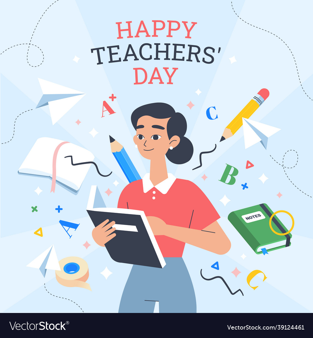 Hand drawn flat teachers day Royalty Free Vector Image