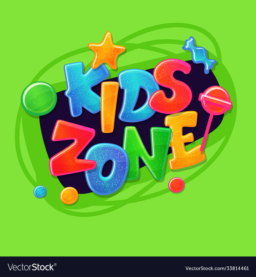 Kids zone lettering banner design Royalty Free Vector Image