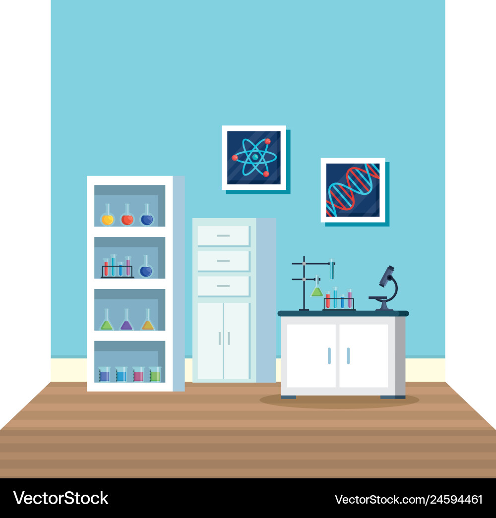 Laboratory office workplace scene Royalty Free Vector Image