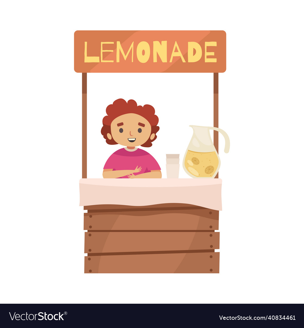 Lemonade stall child composition Royalty Free Vector Image