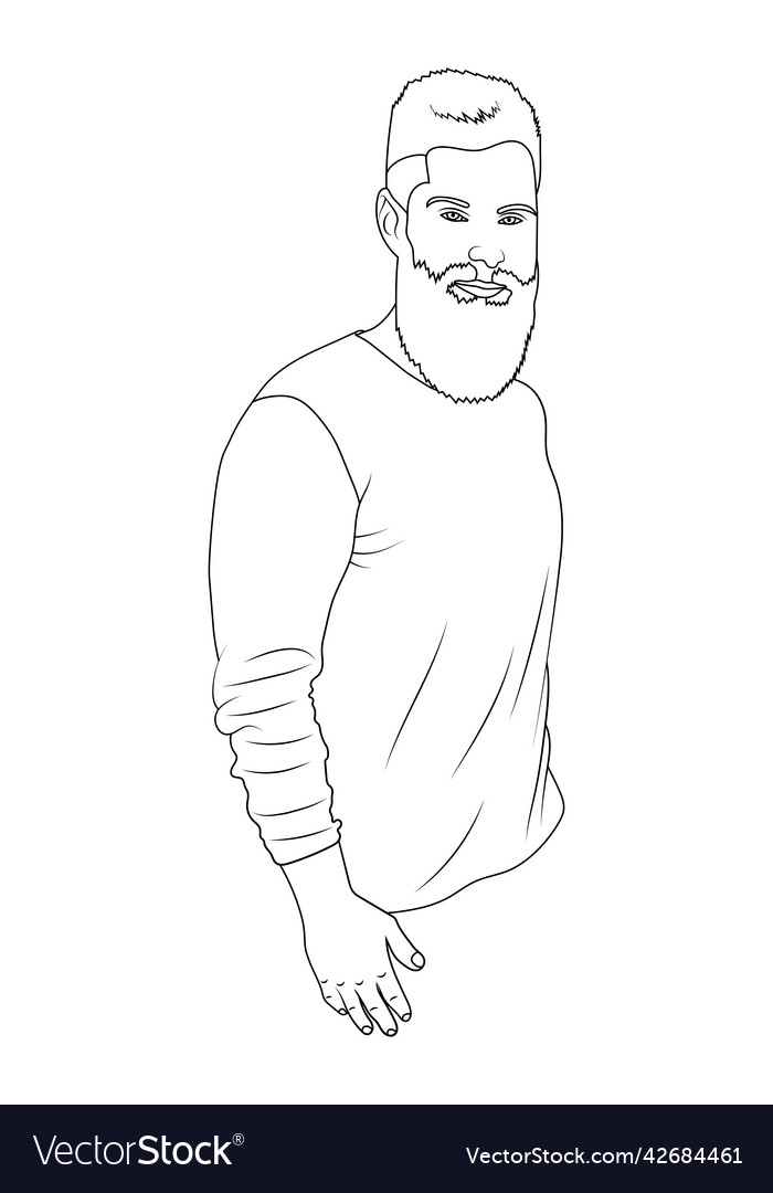 Man body with a beard sketch