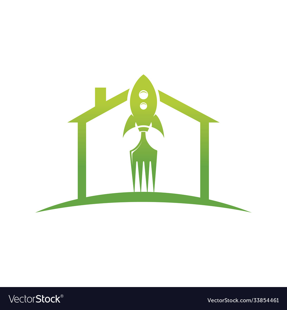 Rocket food with home icon logo design