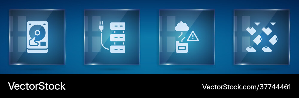 Set hard disk drive hdd server cloud technology Vector Image