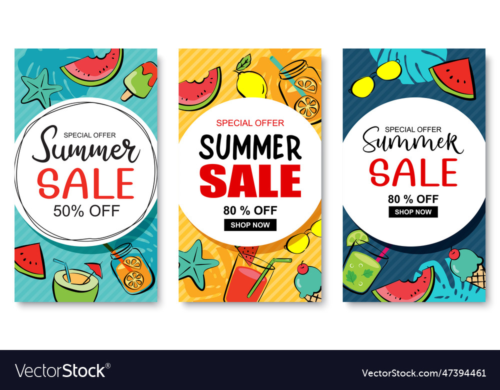 Summer Sale Banner Cover Template Background Vector Image