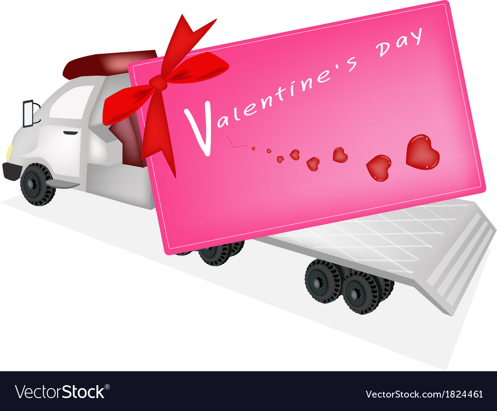 Tractor trailer flatbed sending a valentine card