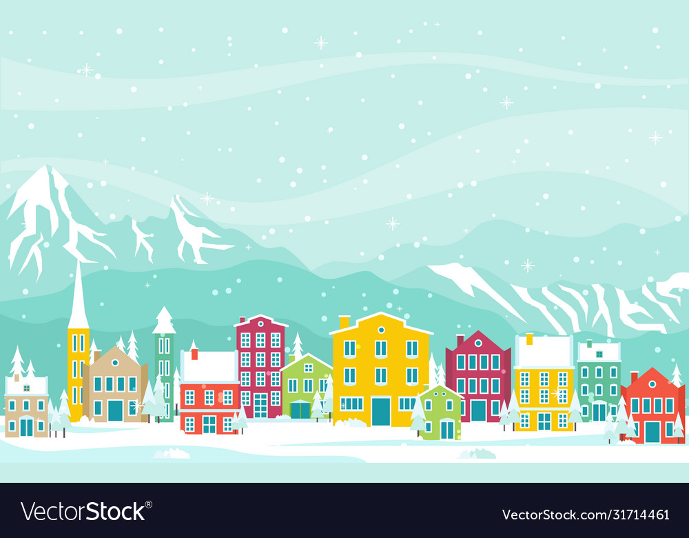 Winter snow in austria city cityscape skyline