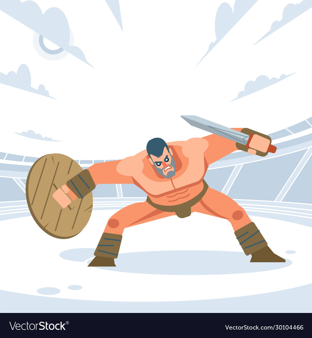 Ancient warrior or gladiator in posture before