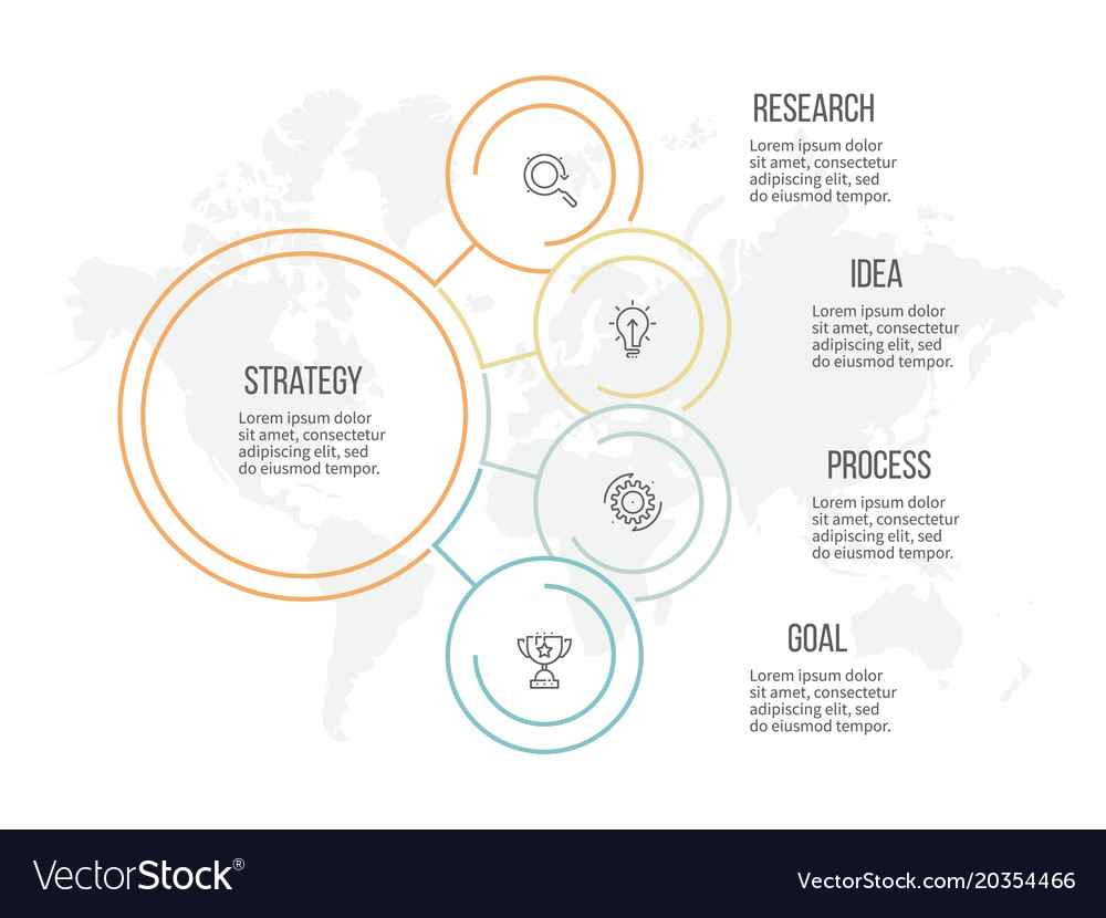 Business infographic organization chart with 4 Vector Image