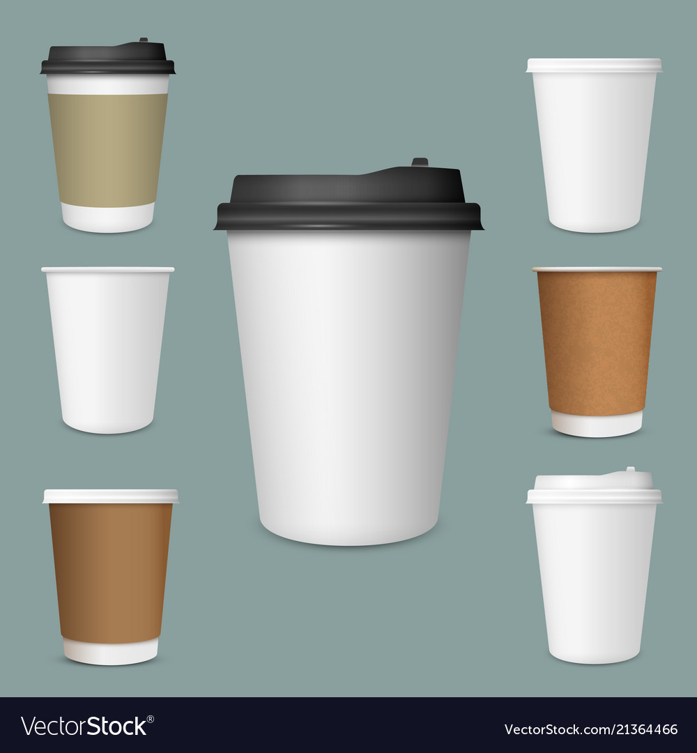 Soda Cup Template Vector 3d Realistic Paper Disposable Cups Set