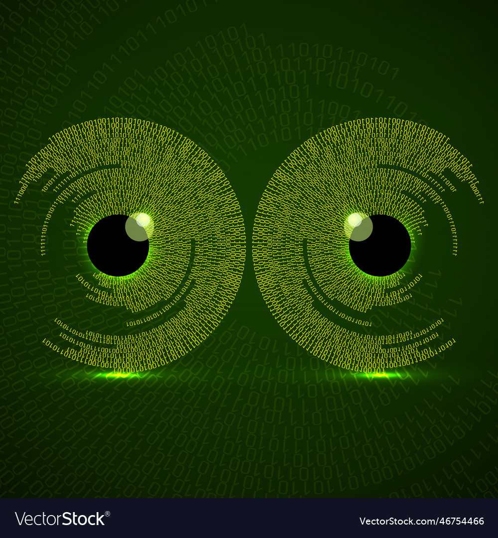 Two digital eye with binary code technology