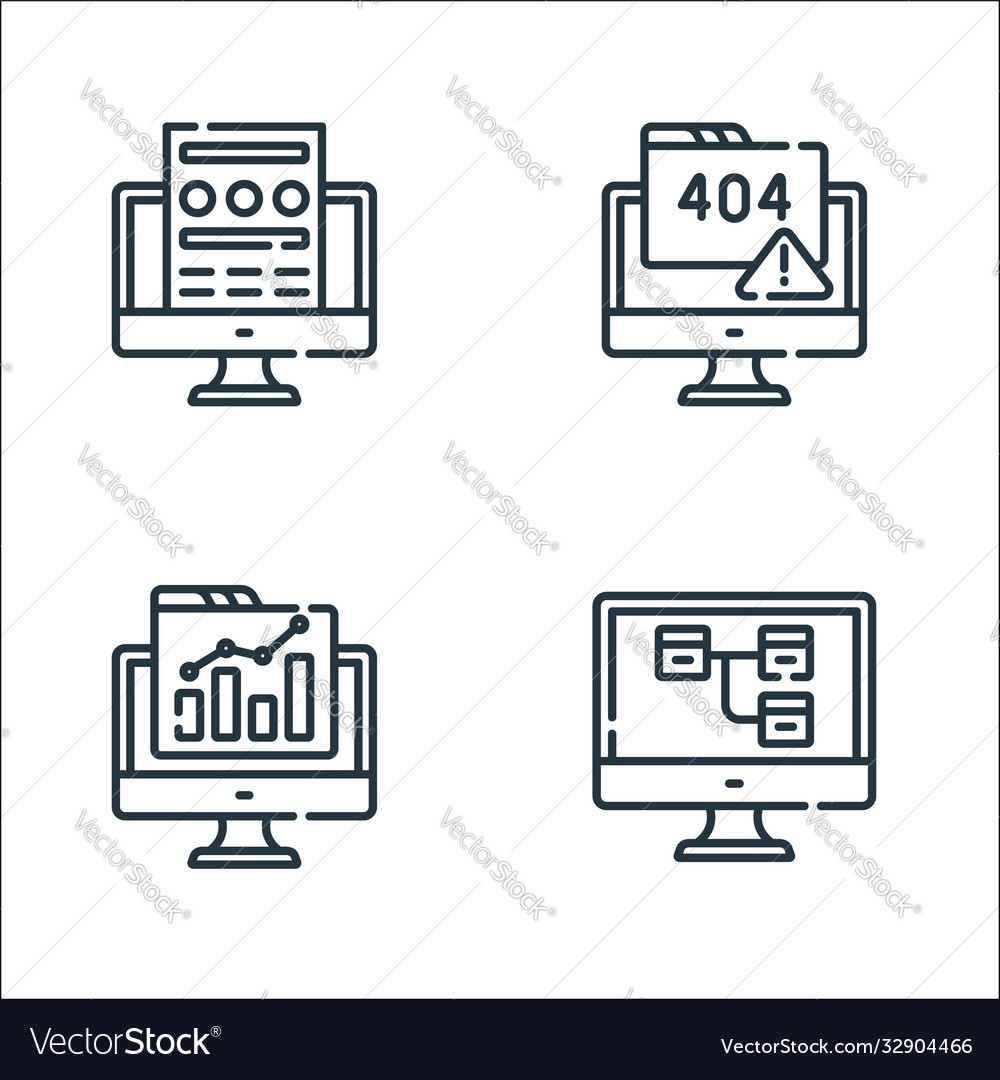 Web development line icons linear set quality vector image Web development line icons linear set quality